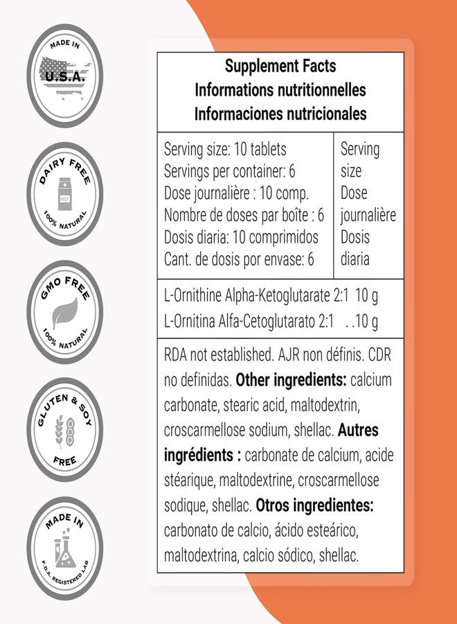 Supersmart - Ornithine Alpha Ketoglutarate OKG 10g per Day (Highly Bioavailable) - Easy-to-Take & Potent L-Ornithine Supplement - Amino Acid | Non-GMO & Gluten Free - 60 Tablets - Image 3